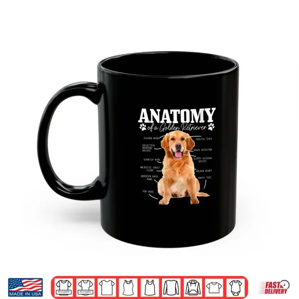 Mug Womens Anatomy Of A Golden Retriever Funny Cute Dog Mom Dad Shirt