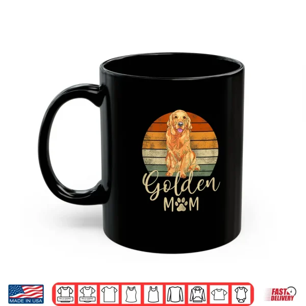 Mug Womens Golden Mom Retro Sunset Golden Retriever Lover Gift Dog Mama Shirt