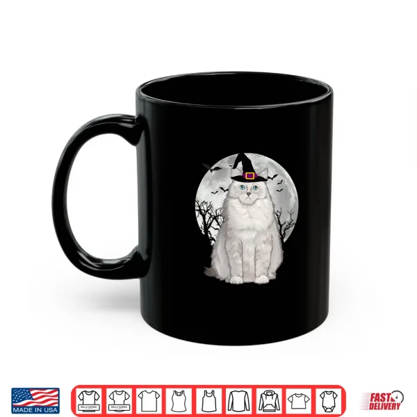 Mug Womens Scary Ragdoll Cat Witch Hat Halloween Shirt