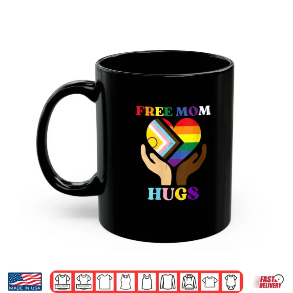 Mug Womens Vintage Retro Free Mom Hugs Supports LGBTQ Gay Pride Month Shirt