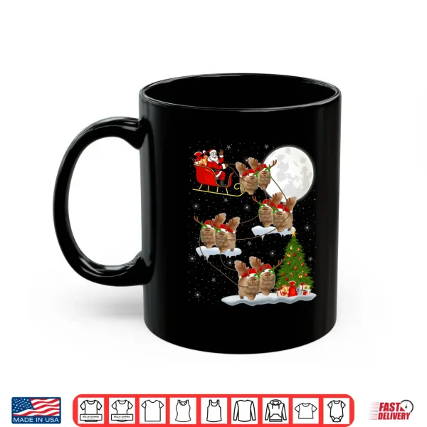 Mug Xmas Lighting Tree Santa Riding Persian Cat Christmas Shirt