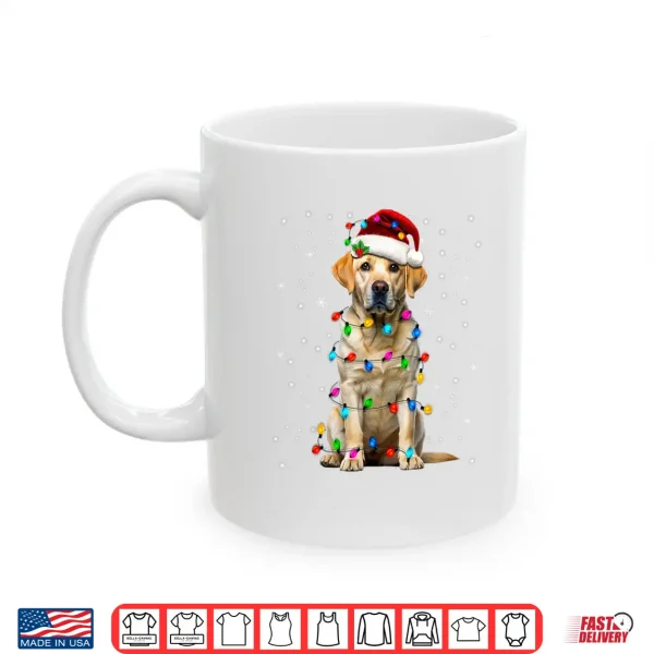 Mug Yellow Labrador Retriever Christmas Tree Light Pajama Dog Shirt