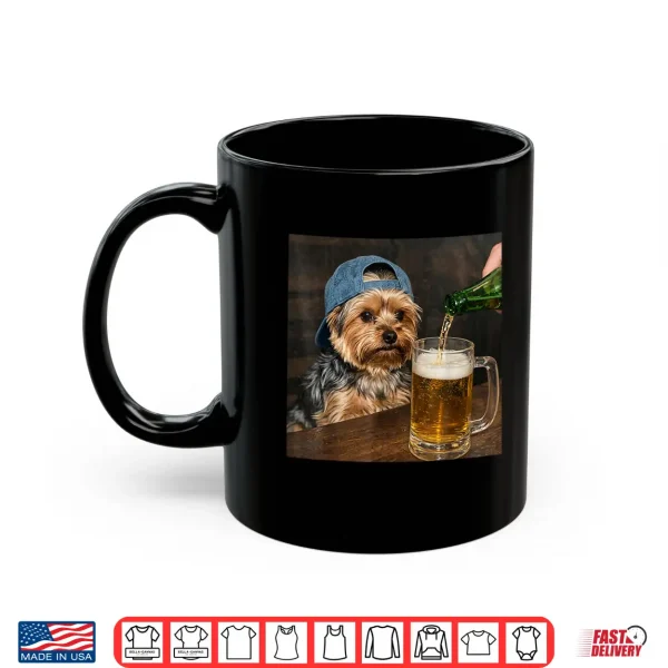 Mug Yorkie Drinking Beer Funny Dog Meme Shirt