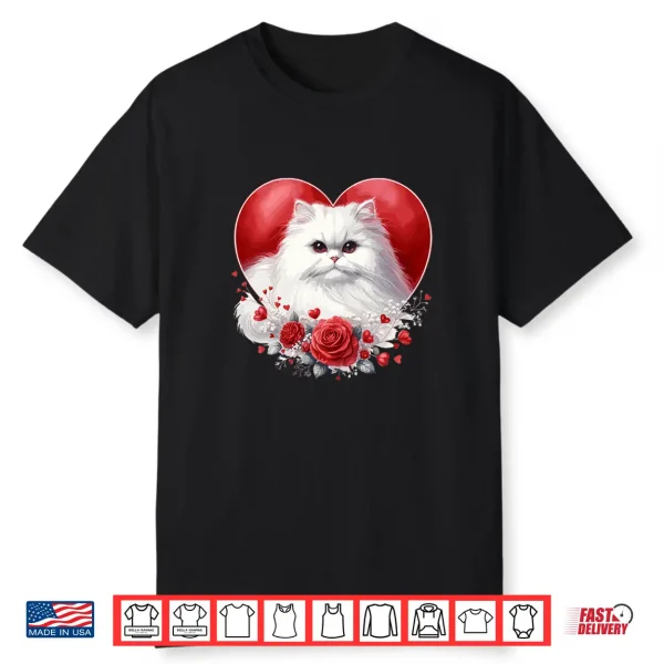 My Cat Is My Valentine Cute White Persian Cat In A Heart Shirt