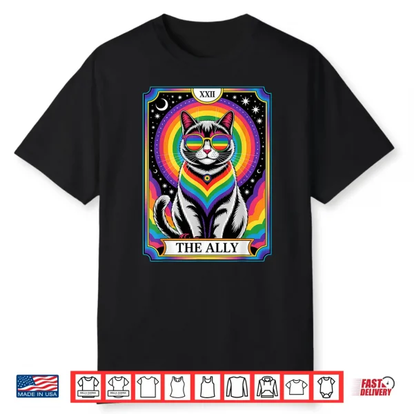 Mystical Tarot Rainbow Cat The Ally Lgbtq Pride Gay Support Shirt