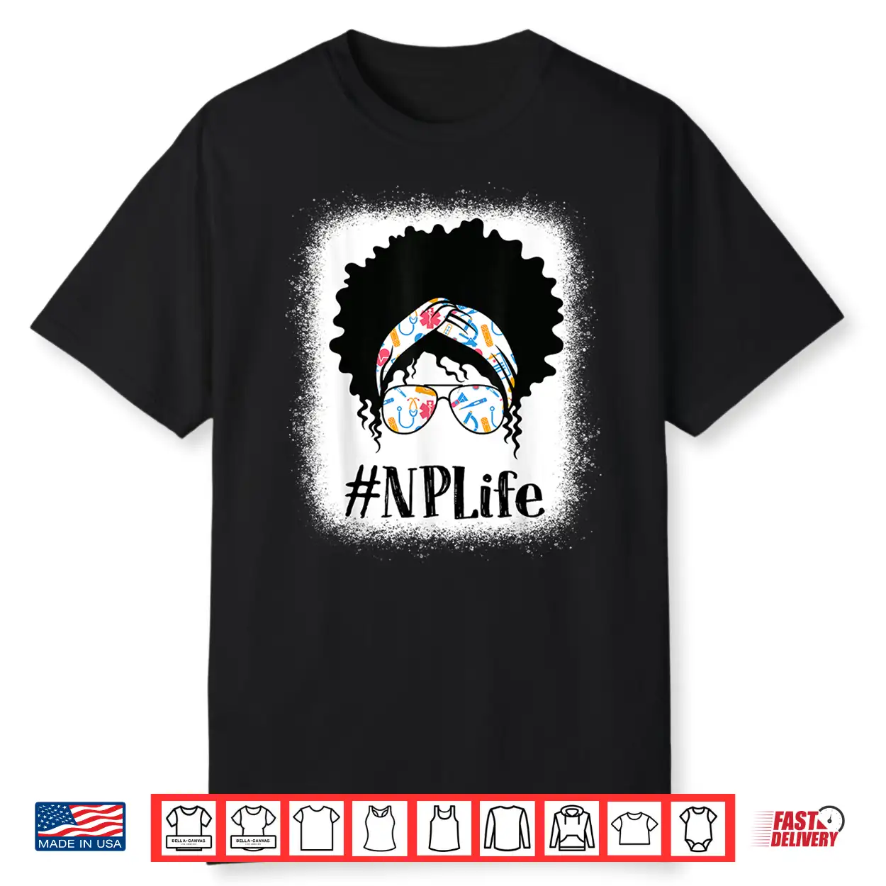 Np Nurse Practitioner Black Afro Messy Bun African American Shirt Np Nurse Practitioner Black Afro Messy Bun African American Shirt