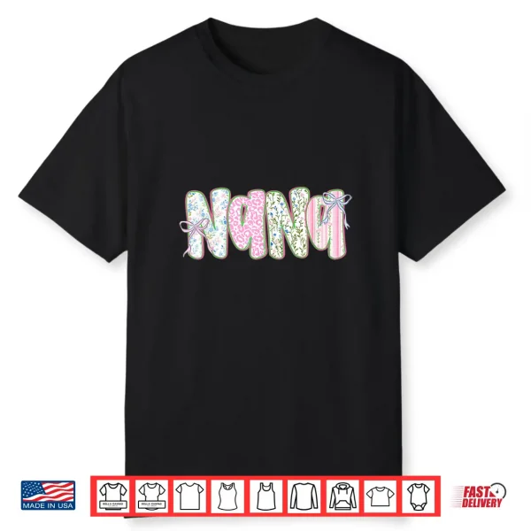 Nana Floral Coquette Bow Mother’S Day Cute Women Grandma Shirt