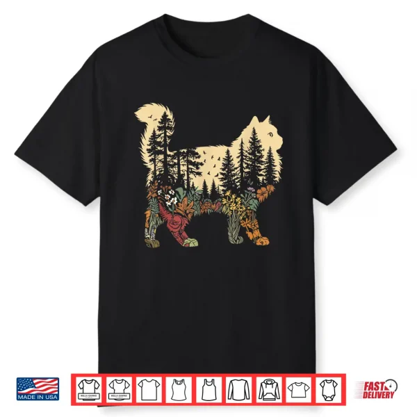 Nature Cat Lovers Boho Ragdoll Forest Floral Scene Shirt