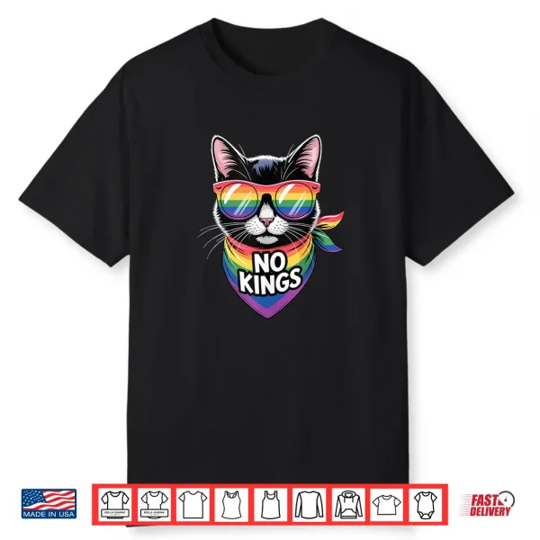 No Kings Pride Cat Professional Minimalist Modern Graphic Shirt