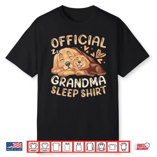Official Grandma Sleep Shirt Dog Golden Retriever & Puppy Shirt