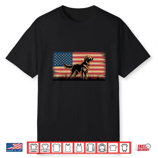 Old Southern Boy Row Golden Retriever American Flag Shirt