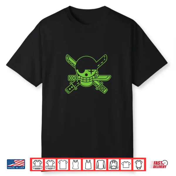 One Piece Anime Green Roronoa Zoro Jolly Roger Shirt