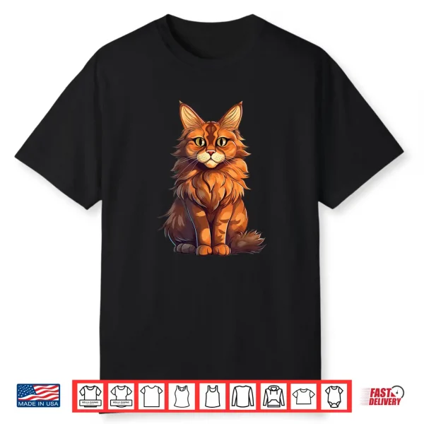 Orange Tabby Cat Maine Coon Cat Lover Graphic Shirt