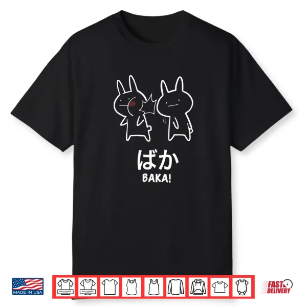 Original Funny Anime Baka Rabbit Slap Design Baka Japanese Shirt