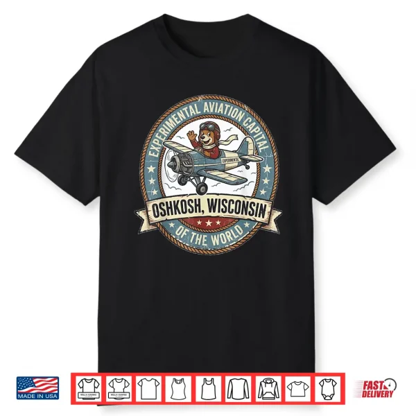 Oshkosh W I Experimental Aviation Capital Vintage Logo Shirt
