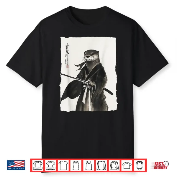 Otter Samurai Janpanese Vintage Warrior Art Anime Graphic Shirt