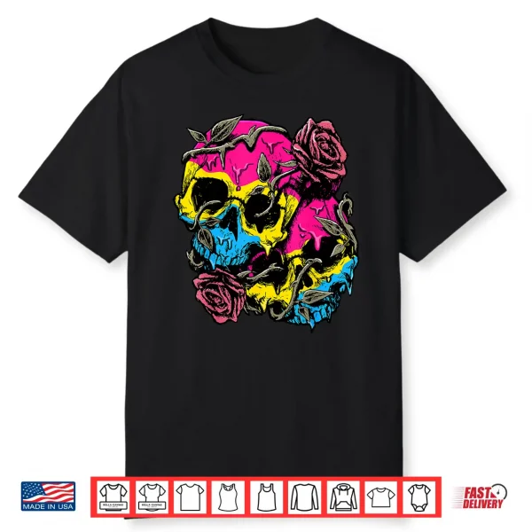 Pansexual Pride Pan Flag Skull Roses Subtle Lgbtq Shirt