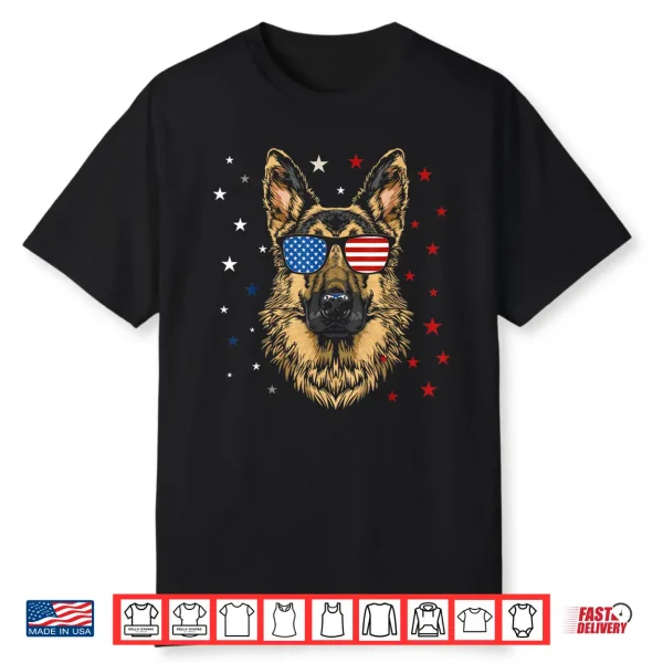 Patriotic American German Shepherd Usa Flag Dog Fourth Of July Shirt