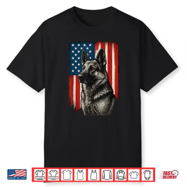 Patriotic German Shepherd American Flag Dog Shirt