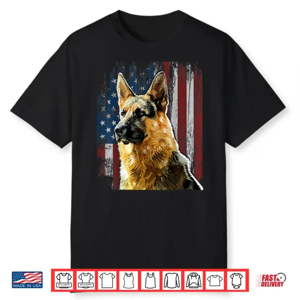 Patriotic German Shepherd American Flag Shirt Dog Gifts