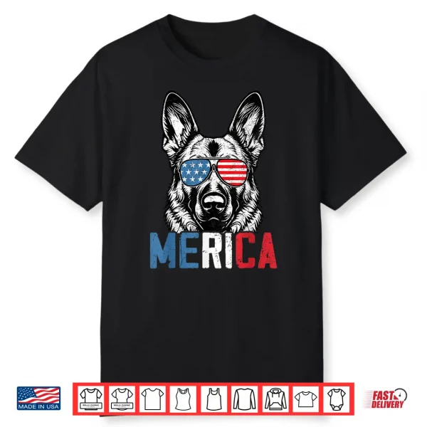 Patriotic German Shepherd Dog Merica Fourth Of July Shirt
