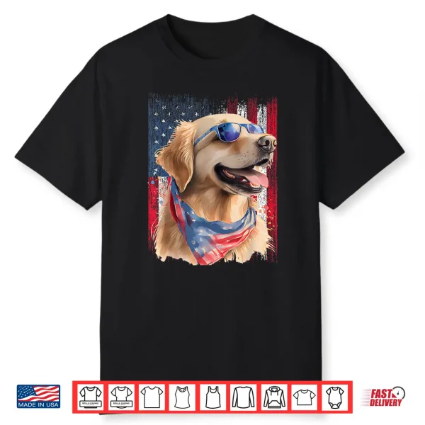 Patriotic Golden Retriever Usa American Flag Dog Lover Shirt