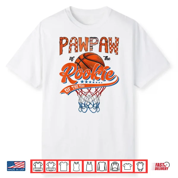 Pawpaw Of Rookie 1St Basketball Birthday Boy Party Shirt