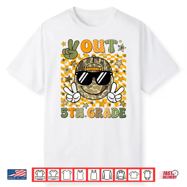 Peace Out 5Th Grade Fifth Camo Last Day Graduation Men Boy Shirt
