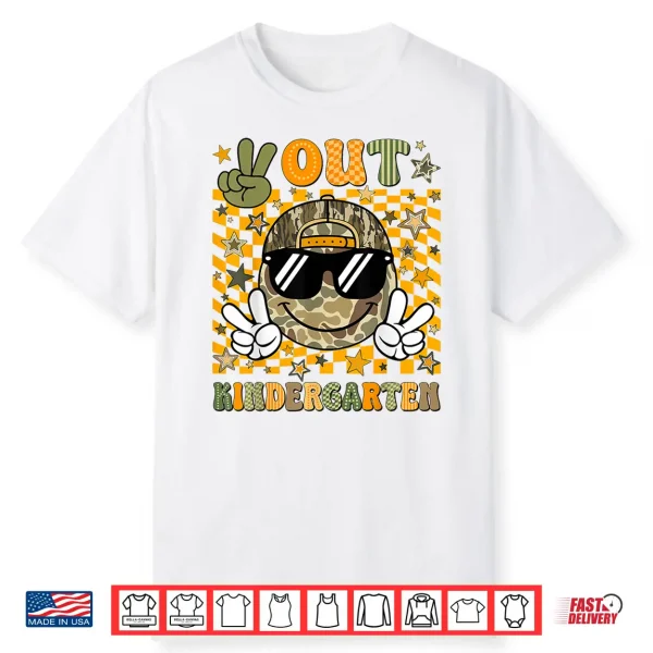 Peace Out Kindergarten Camo Last Day Graduation Shirt