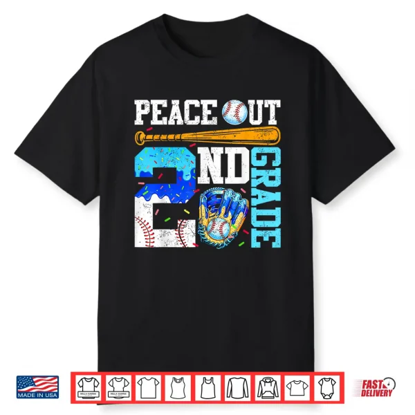 Peace Out Second Grade Baseball Graduation Last Day Shirt