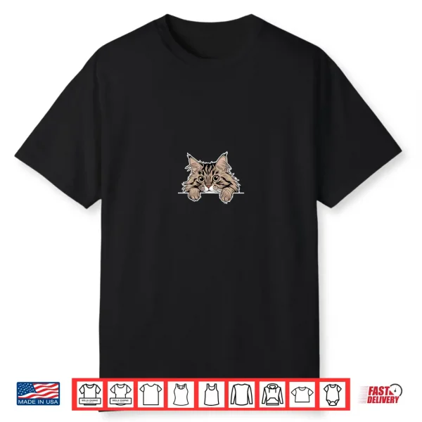 Peeking Maine Coon   Fluffy Cat Breed Cute Shirt