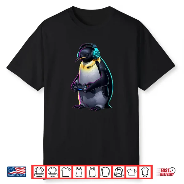 Penguin Gaming Animal Video Games Funny Penguin Shirt