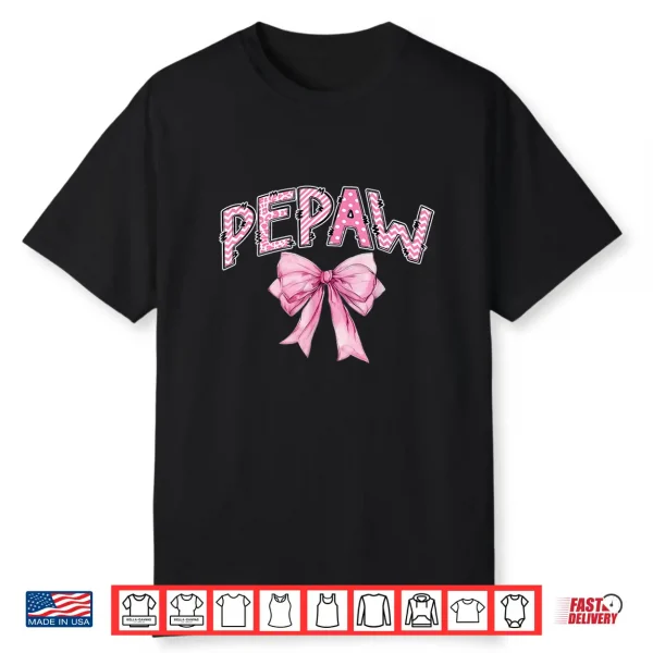 Pepaw Birthday Girl Matching Coquette Pink Bow Shirt