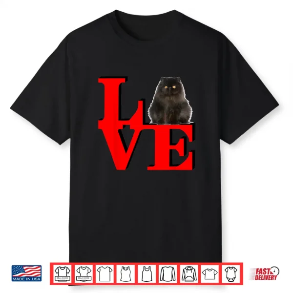 Persian Black Cat Love Park I Love My Cat Shirt