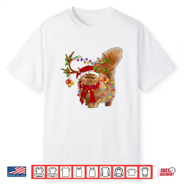 Persian Cat Gorgeous Reindeer Christmas Tree Light Xmas Shirt