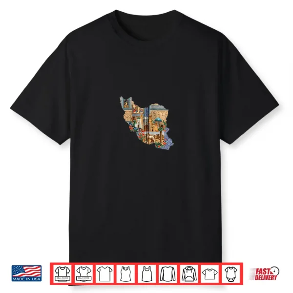 Persian Cat Iran Map Collage Travel Souvenir Persian Iranian Shirt