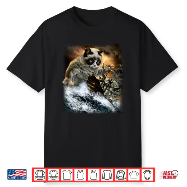 Persian Kraken Cat Attacking Ship Shirt
