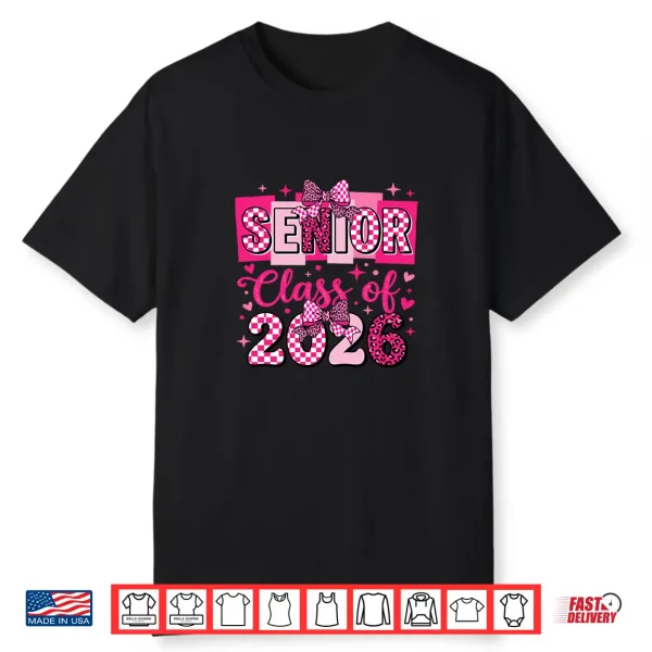 Pink Senior 2026 Class Of 2026 Leopard Coquette Bow Shirt