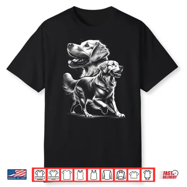 Playful Golden Retriever Dog In Photorealistic Style Shirt