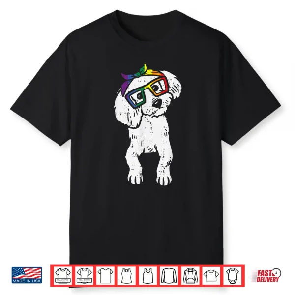 Poodle Dog Bandana Lgbtq Rainbow Flag Gay Pride Ally Lover Shirt