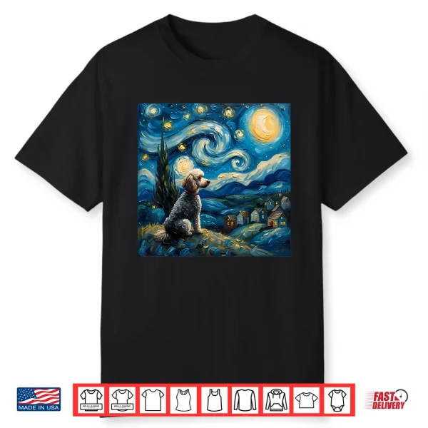 Poodle Dog Lovers The Starry Night Van Gogh Style Painting Shirt