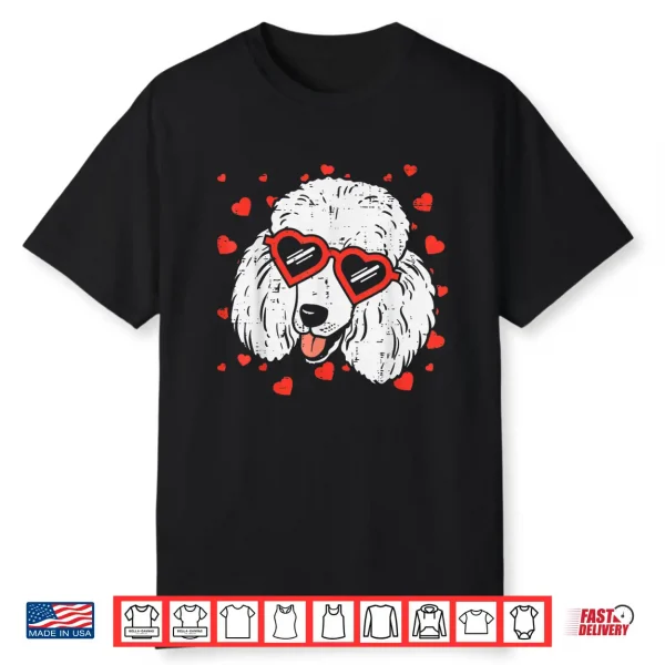 Poodle Face Heart Glasses Cute Valentines Day Dog Lover Gift Shirt