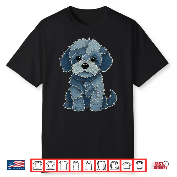 Poodle Patchwork Denim Shirt Women Cute Poodle Dog Mom Shirt