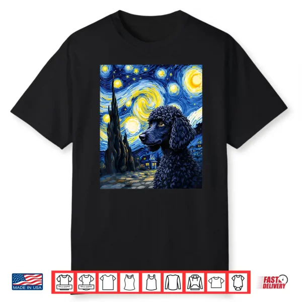 Poodle Puppy Van Gogh Starry Night Style Graphic Shirt