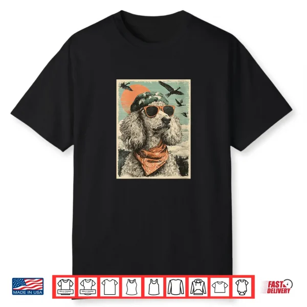 Poodle With Sunglasses Duck Hunting Dog Hunter Retro Sunset Shirt