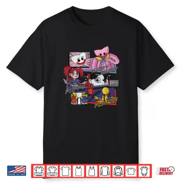Poppy Playtime Friends Manga Panels Distressed Style Shirt