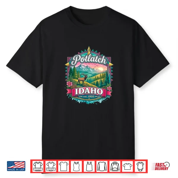 Potlatch Idaho Usa Palouse Mountains Elk Summer Fun Souvenir Shirt