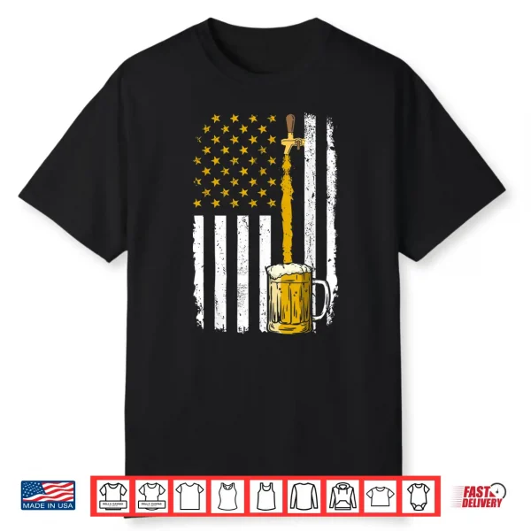 Pouring Beer American Flag Vintage 4Th Of July Craft Brewery Shirt
