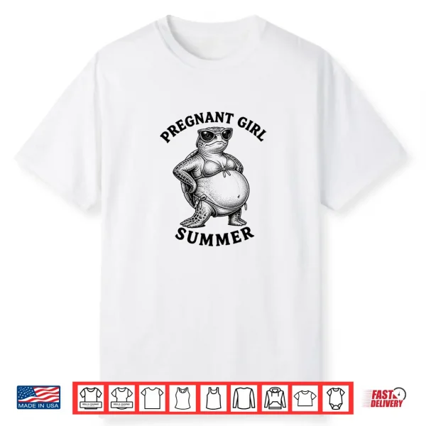 Pregnant Girl Summer Turtle Funny Pregnancy Shirt