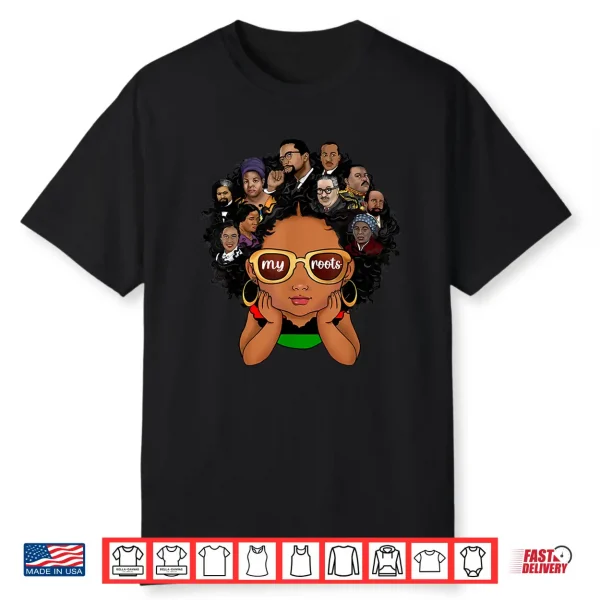 Pride Afro Melanin Girl Kids Black History Month Shirt